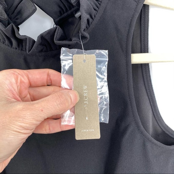 J. Crew Black Crepe Ruffle Neck Top - Picture 6 of 10